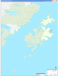 Kodiak IslandBorough (County), AK Wall Map Zip Code Basic Style 2024